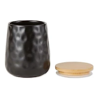 Black Dimpled Bamboo Canisters, Set of 2