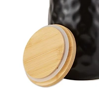 Black Dimpled Bamboo Canisters, Set of 2