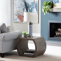 Round Brown Open Side Table