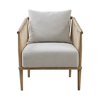 Gray Curved Wood and Jute Rope Accent Chair