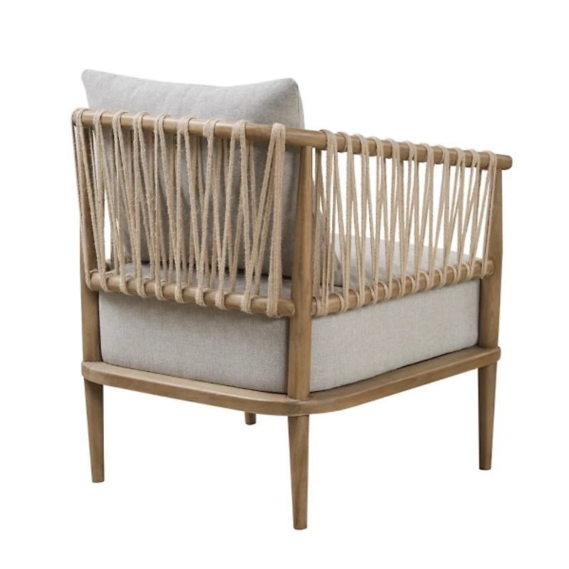 Gray Curved Wood and Jute Rope Accent Chair