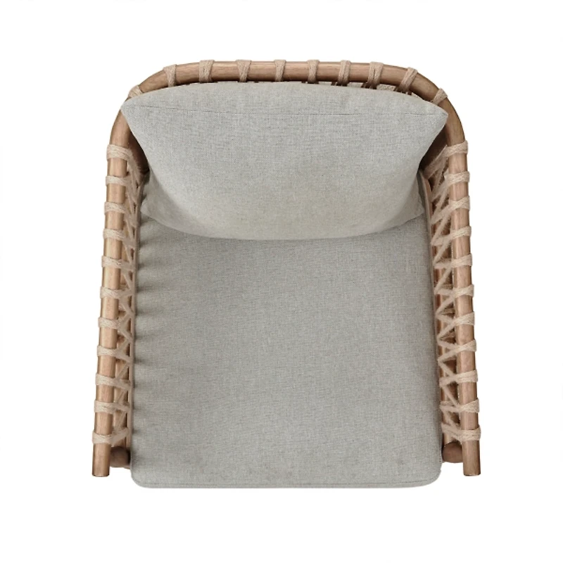 Gray Curved Wood and Jute Rope Accent Chair