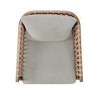 Gray Curved Wood and Jute Rope Accent Chair