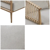 Gray Curved Wood and Jute Rope Accent Chair