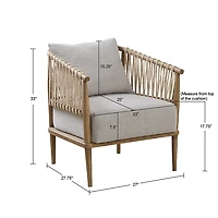 Gray Curved Wood and Jute Rope Accent Chair