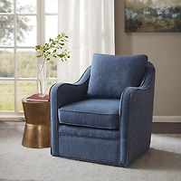Indigo Swivel Upholstered Wide Seat Accent Chair