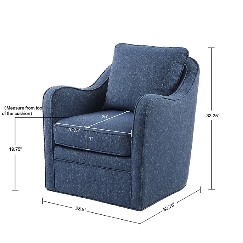 Indigo Swivel Upholstered Wide Seat Accent Chair
