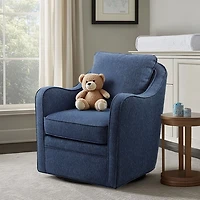 Indigo Swivel Upholstered Wide Seat Accent Chair