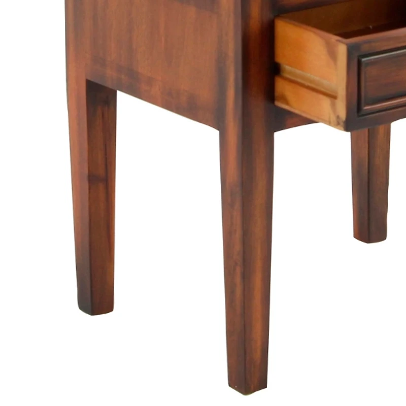 Brown Fir Wood Tiered Side Table