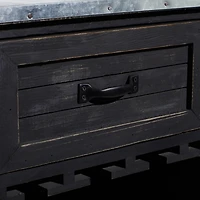 Rustic Galvanized Top Wine Cabinet