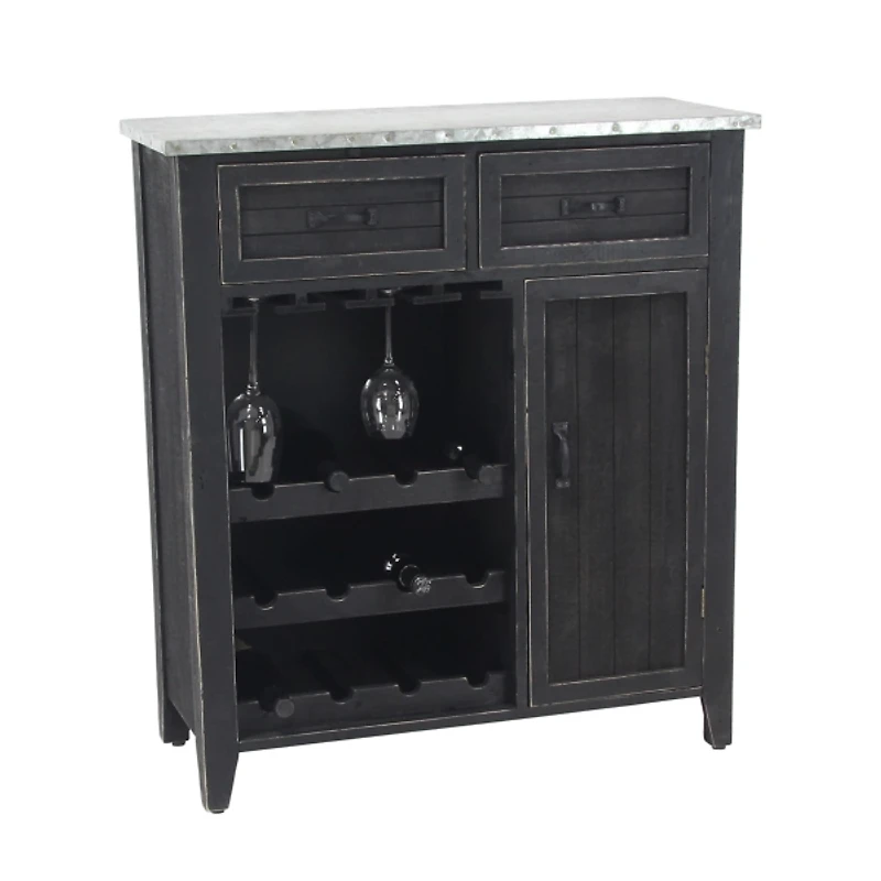Rustic Galvanized Top Wine Cabinet