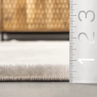 Cream Shag Washable Area Rug, 5x8