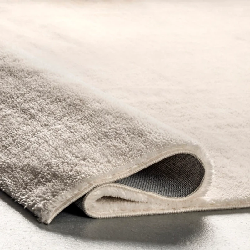 Cream Shag Washable Area Rug, 5x8