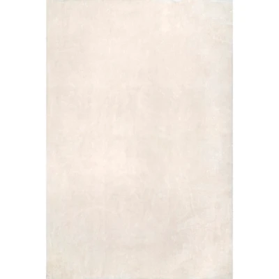 Cream Shag Washable Area Rug, 5x8
