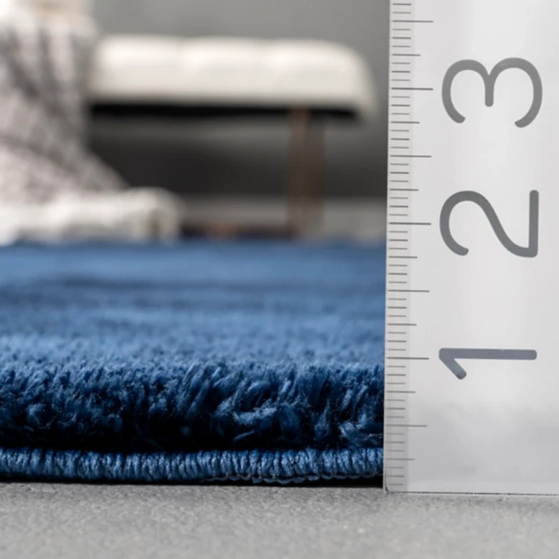 Navy Shag Washable Area Rug, 6x9