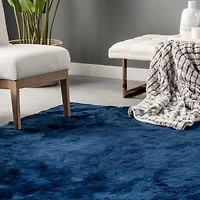 Navy Shag Washable Area Rug, 6x9