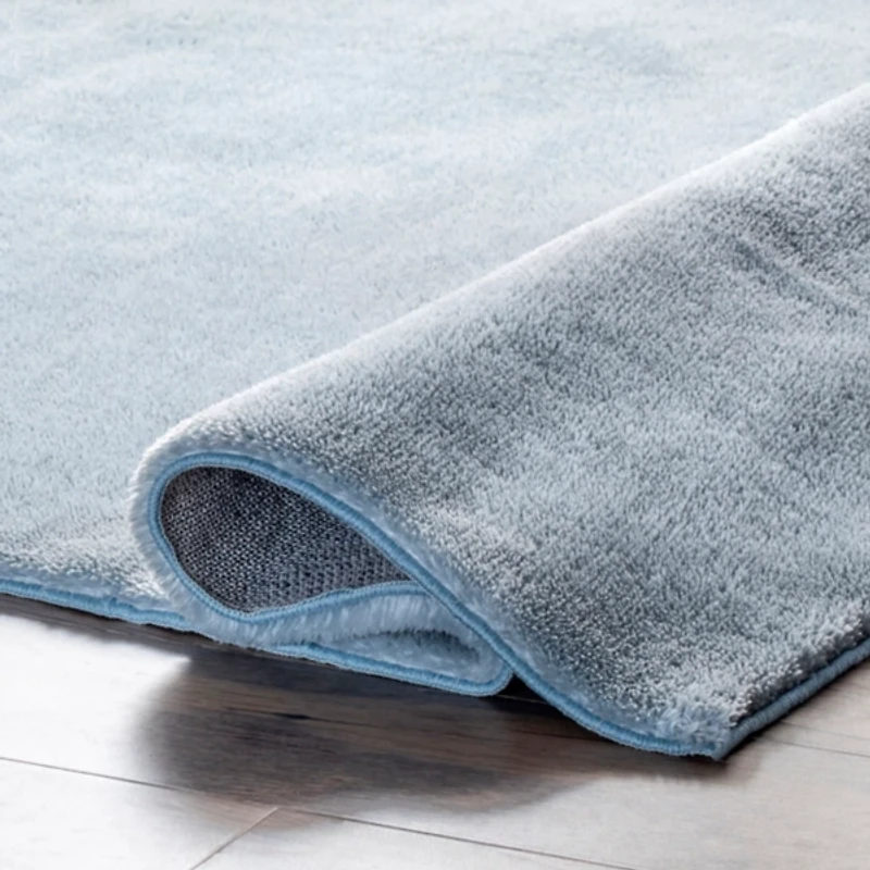 Whitlow Blue Shag Washable Area Rug