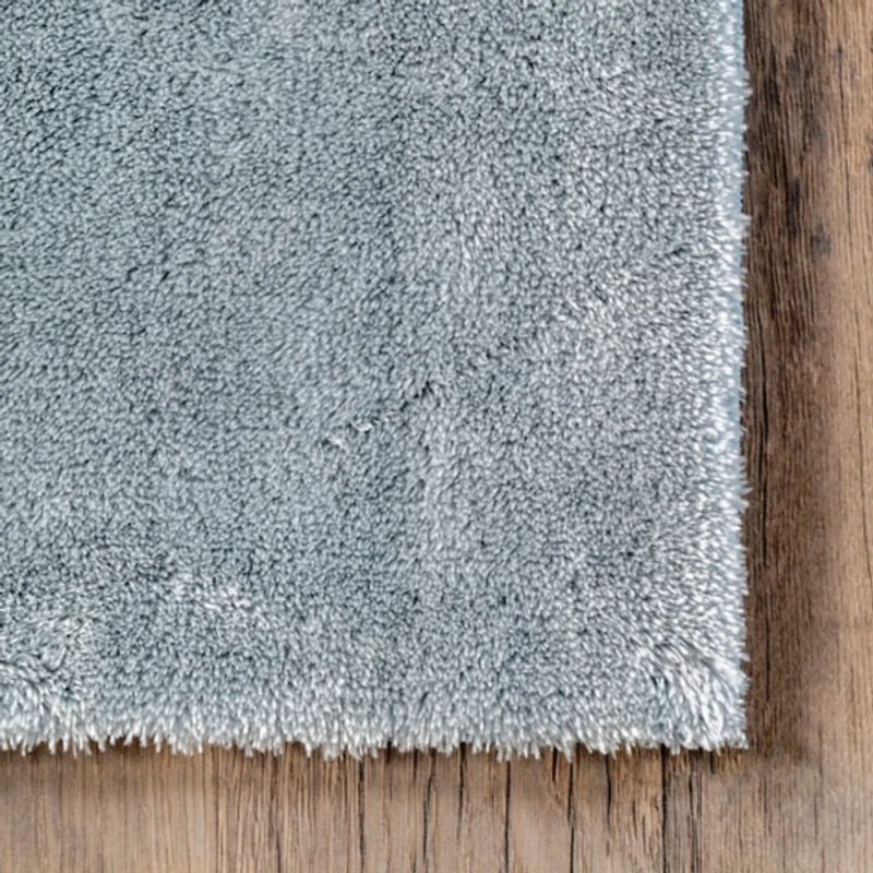 Whitlow Blue Shag Washable Area Rug