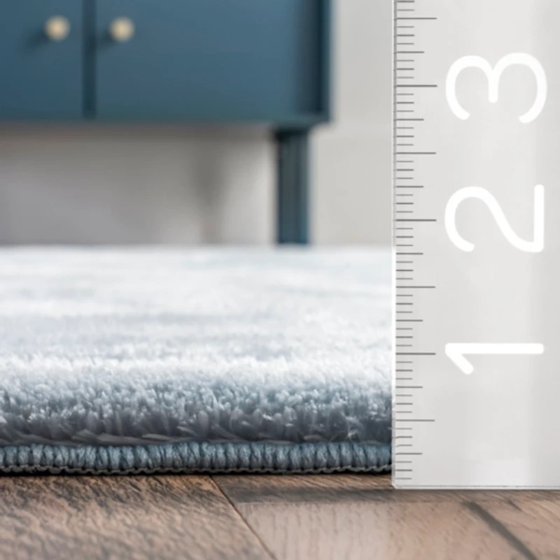 Whitlow Blue Shag Washable Area Rug, 5x8