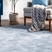 Whitlow Blue Shag Washable Area Rug, 5x8