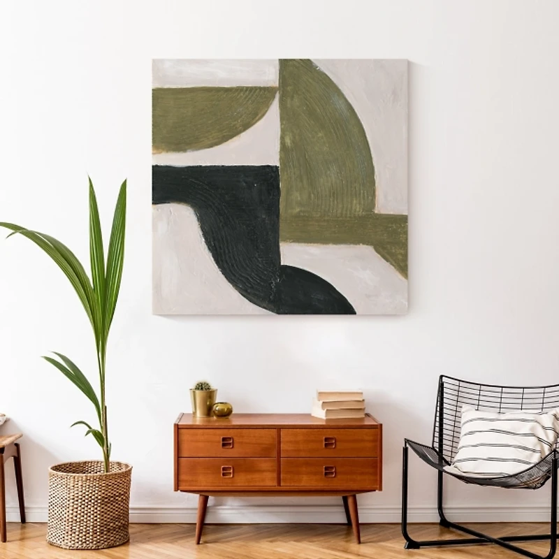 Moody Green Shapes II Canvas Art Print