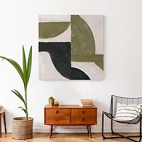 Moody Green Shapes II Canvas Art Print