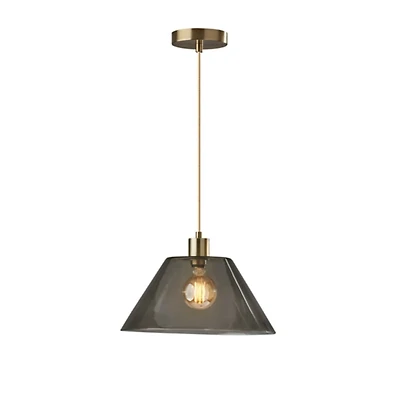 Gold Smoked Glass Pendant Light