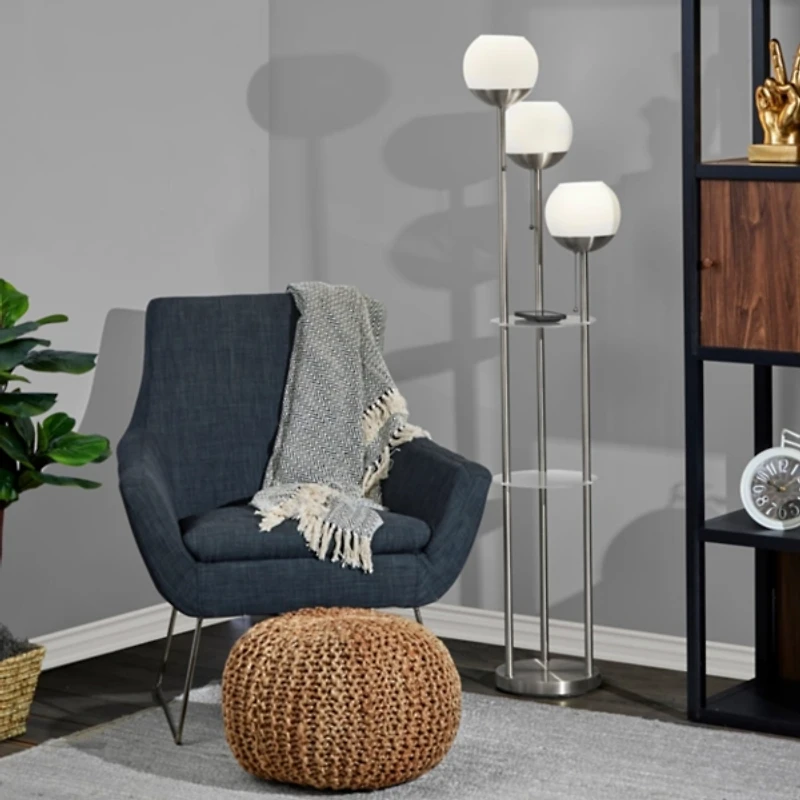 Silver Globe 3-Light Shelf Floor Lamp