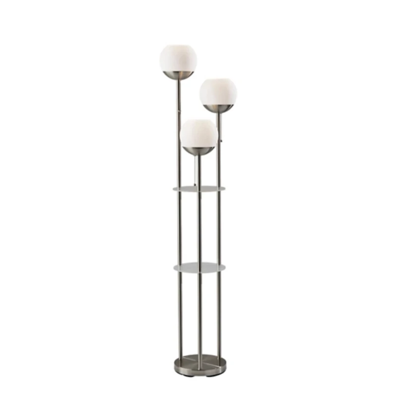 Silver Globe 3-Light Shelf Floor Lamp