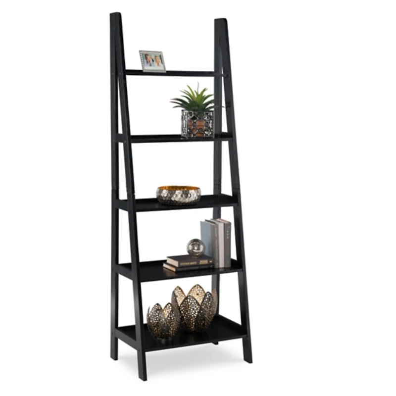 Wood 5-Tier Ladder Bookshelf