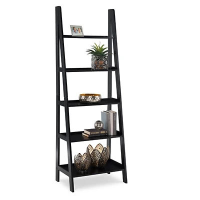Wood 5-Tier Ladder Bookshelf