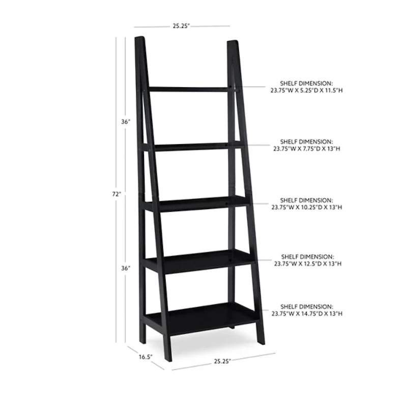 Wood 5-Tier Ladder Bookshelf