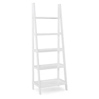 White Wood 5-Tier Ladder Bookshelf
