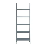 Gray Wood 5-Tier Ladder Bookshelf
