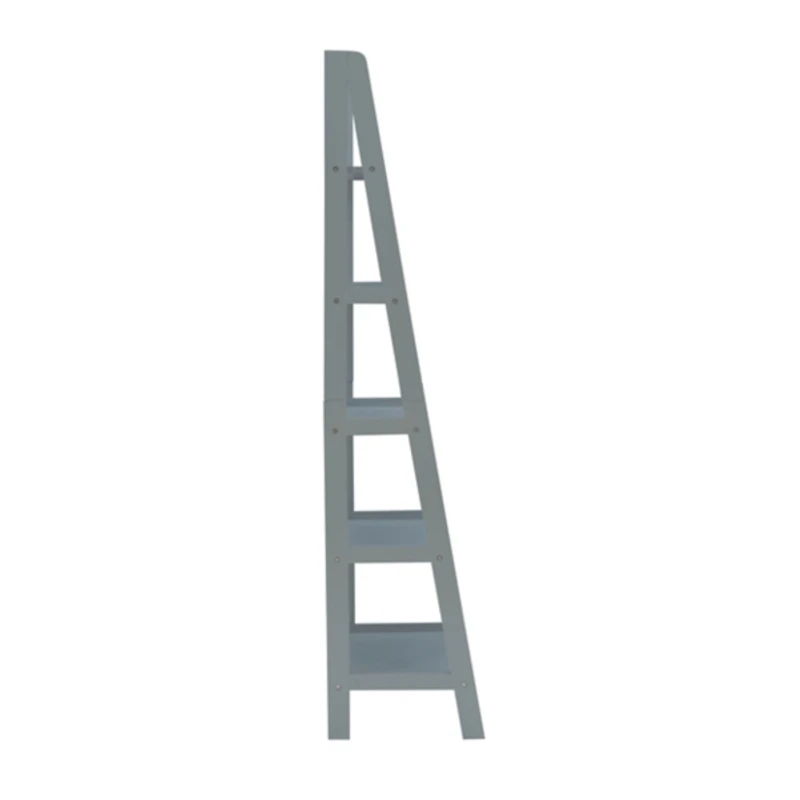 Gray Wood 5-Tier Ladder Bookshelf