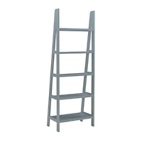 Gray Wood 5-Tier Ladder Bookshelf