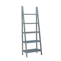 Gray Wood 5-Tier Ladder Bookshelf