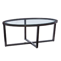 Brown Wood & Glass Top 3-pc. Table Set