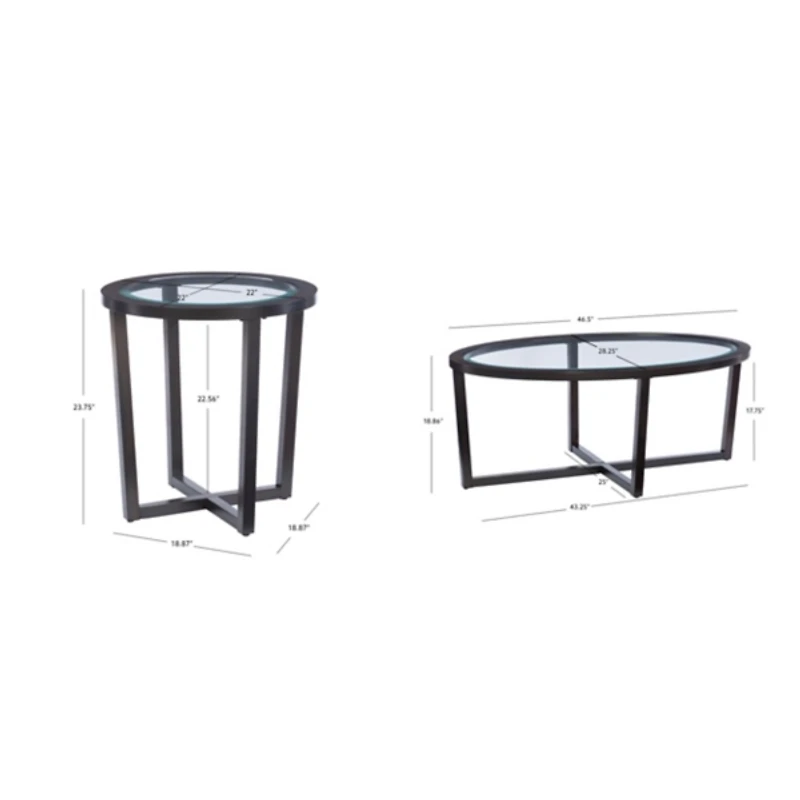 Brown Wood & Glass Top 3-pc. Table Set