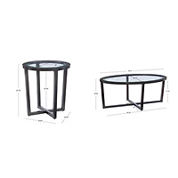 Brown Wood & Glass Top 3-pc. Table Set