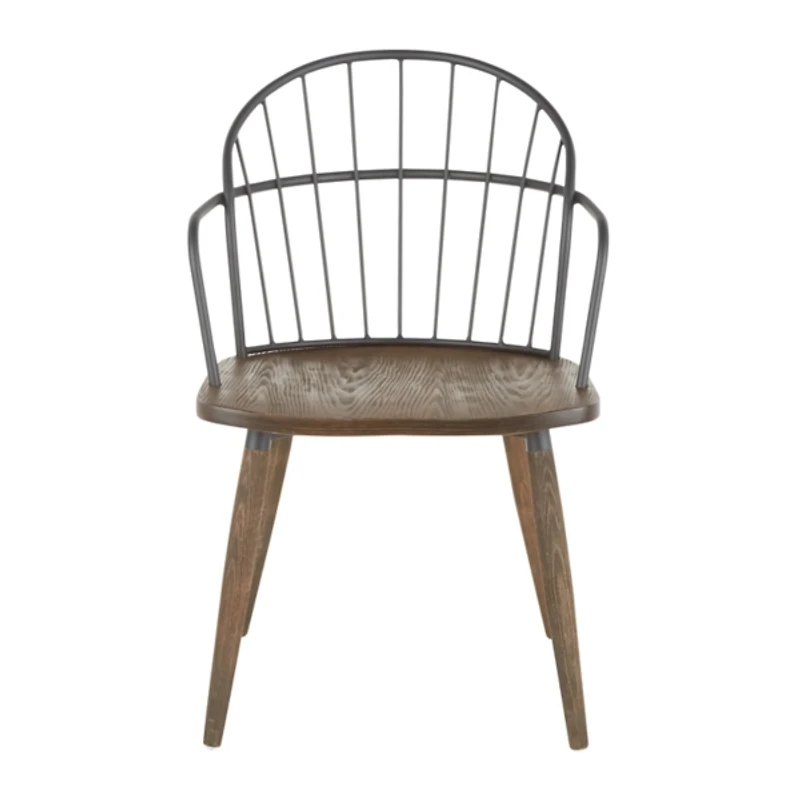 Dark Walnut Wood Spindle Dining Chairs, Set of 2