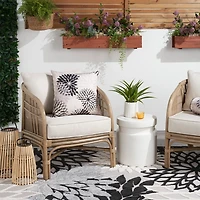 Floral Chevron Outdoor Throw Pillow