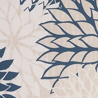 Navy Floral Chevron Outdoor Throw Pillow