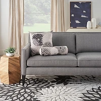 Black and Beige Floral Outdoor Bolster Pillow