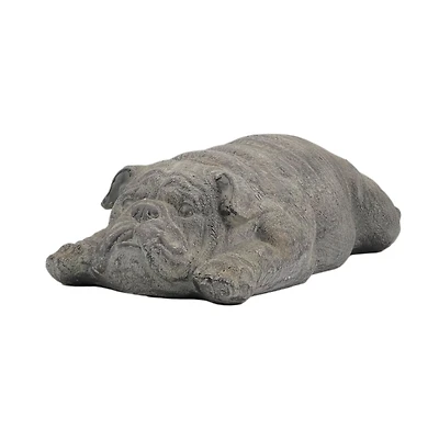 Gray Sleeping Bulldog Outdoor Statue