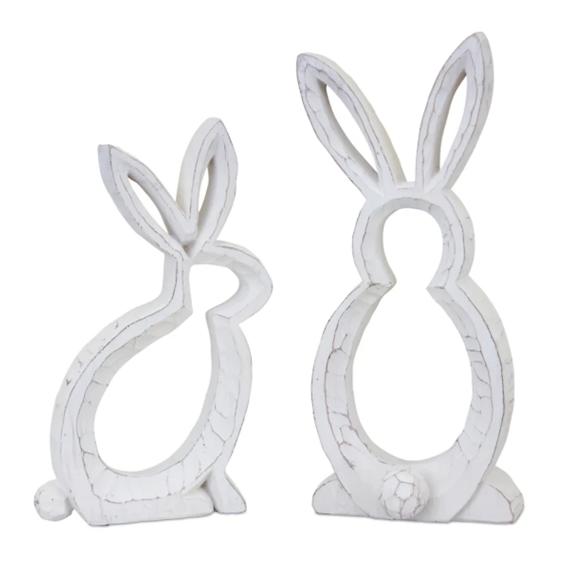 Rustic Bunny Outline Statues, Set of 2