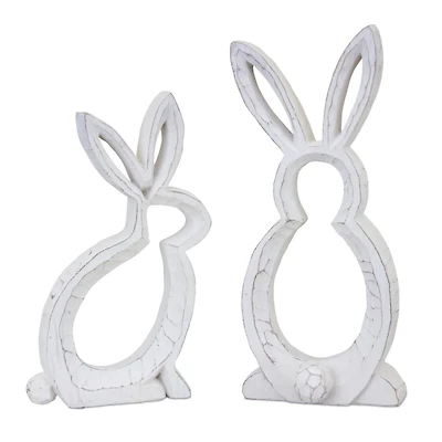 Rustic Bunny Outline Statues, Set of 2