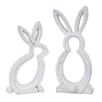 Rustic Bunny Outline Statues, Set of 2