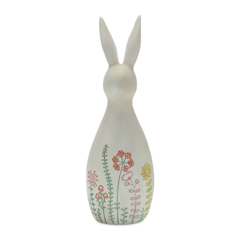 Etched Floral Bunny Statues, Set of 2