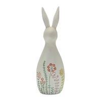 Etched Floral Bunny Statues, Set of 2